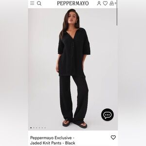 Peppermayo - Jaded Knit Shirt and Pants Set- Black